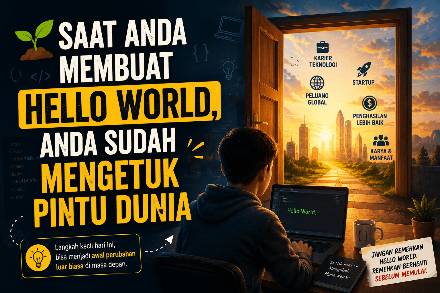 🌱 Saat Anda Membuat Hello World, Anda Sudah Mengetuk Pintu Dunia