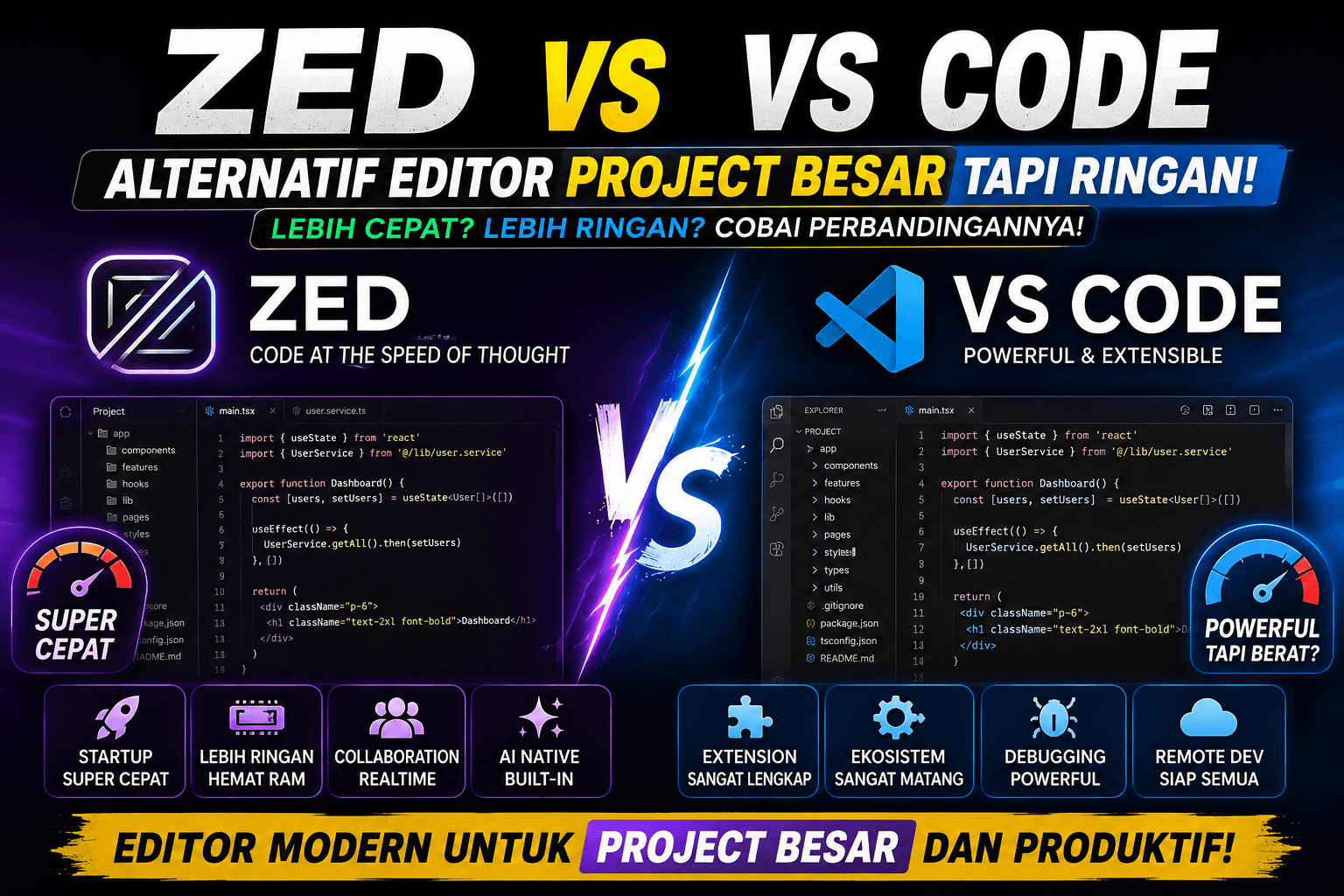 Zed: Editor Modern untuk Project Besar, Ringan, dan Cepat — Alternatif Serius Pengganti VS Code