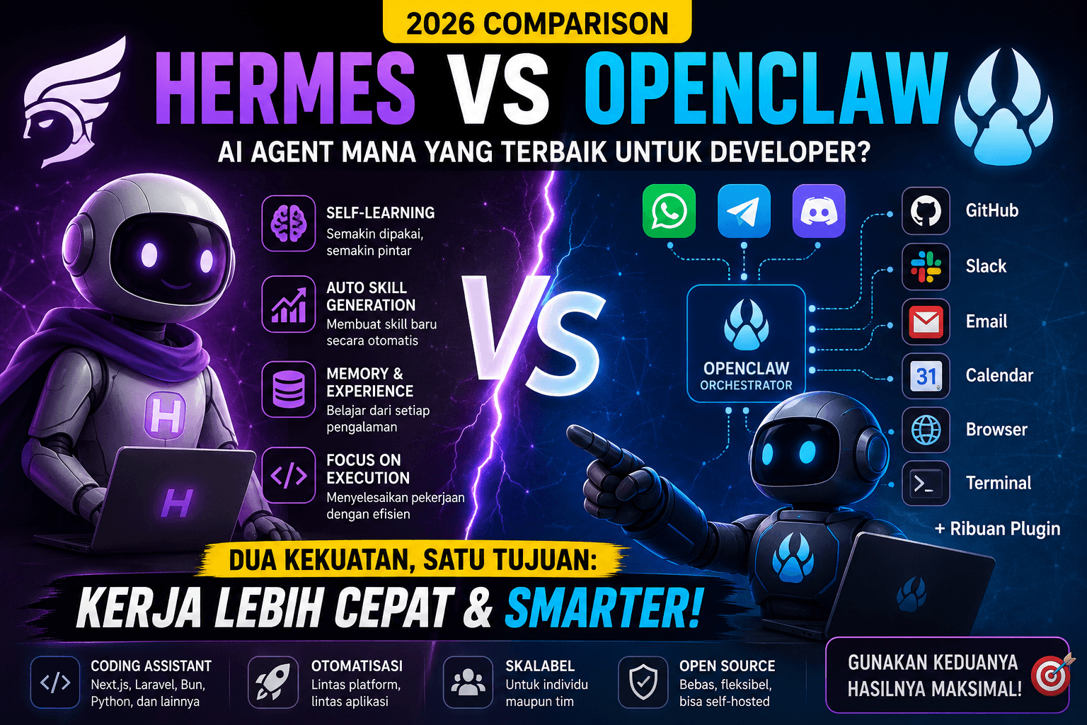 Hermes vs OpenClaw (2026): Mana yang Lebih Baik untuk Developer?
