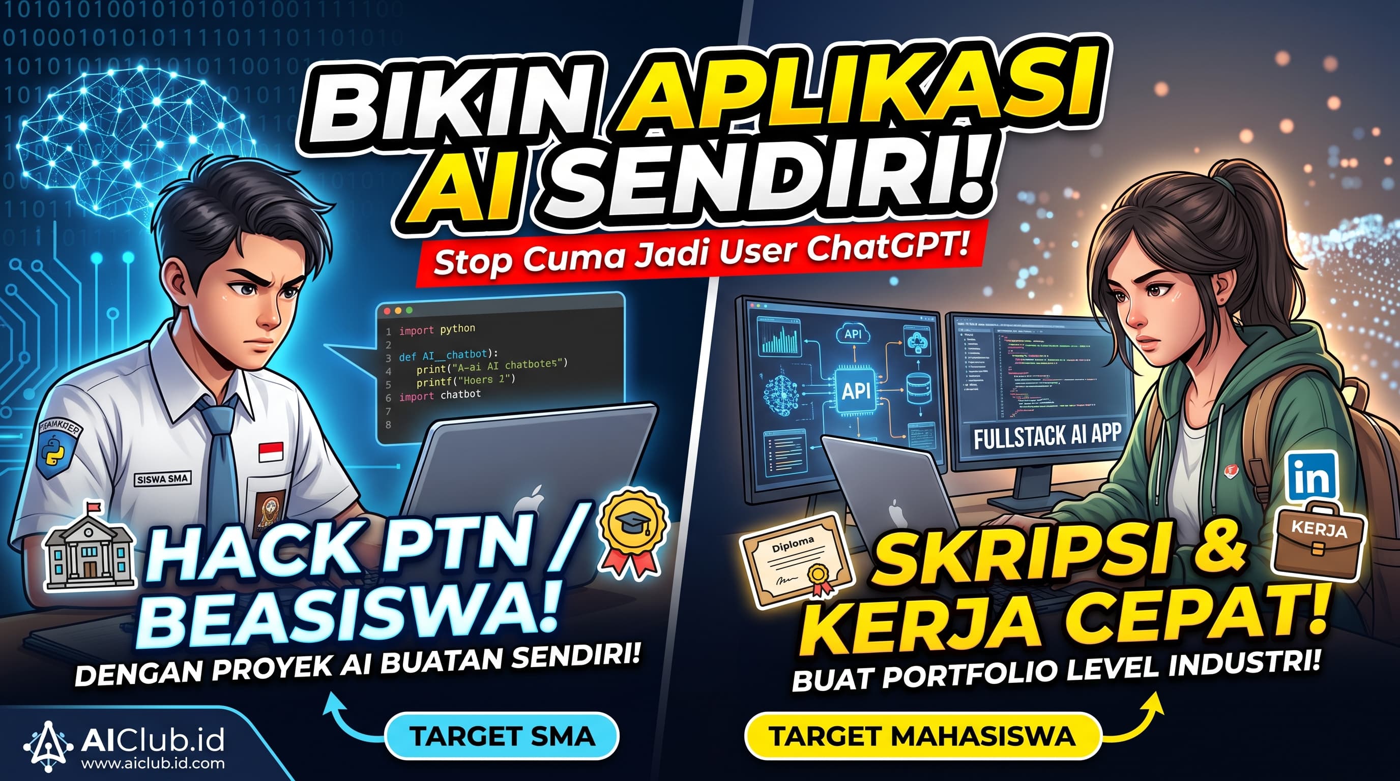 AiClub.id - Stop Cuma Jadi User ChatGPT: Saatnya Bikin Aplikasi AI Sendiri Sebelum Lulus Sekolah & Kuliah!